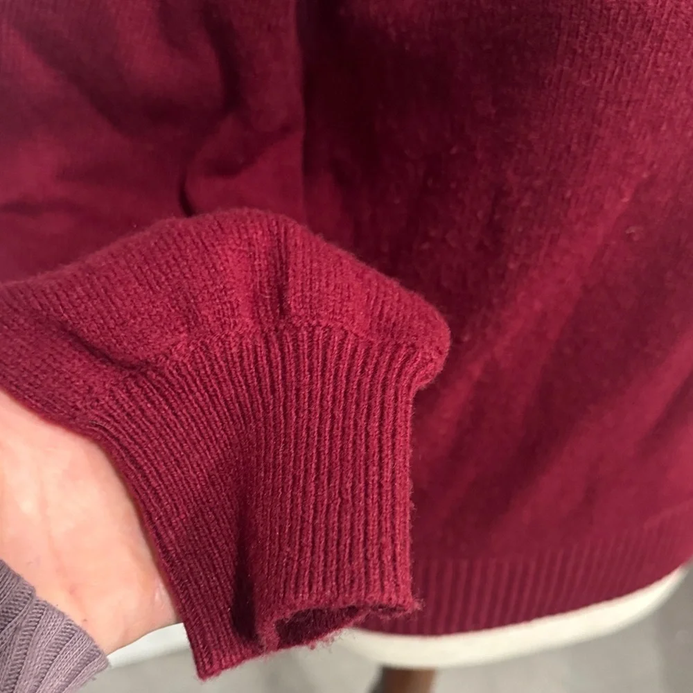 J Crew Red Sweater with Embellished Flower Rhinestone Shoulder Detail XS