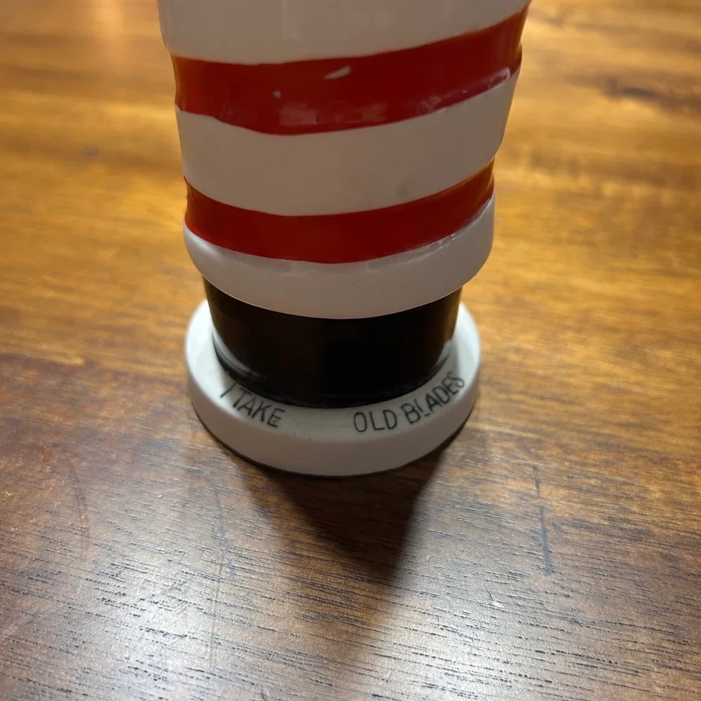 Vintage Barber Pole Razor Blade Bank Ceramic Red White National Potteries Japan