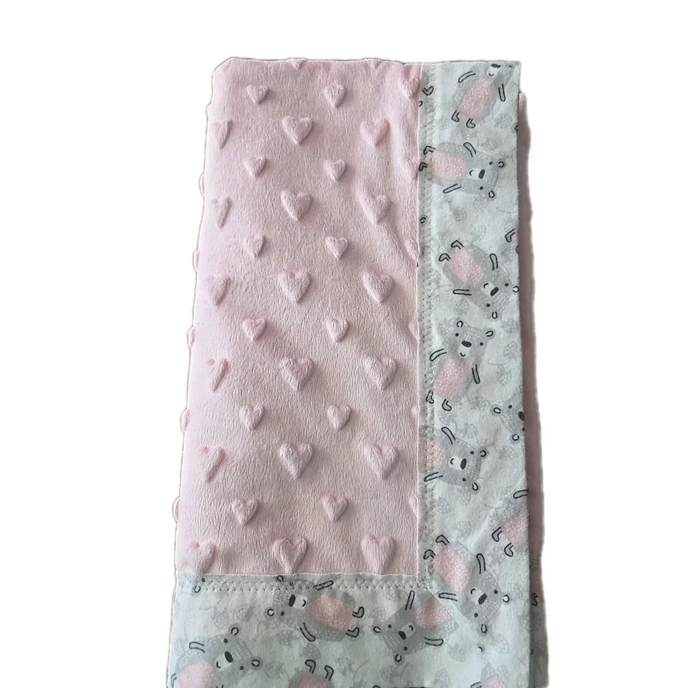 Baby Girl Blanket‎ Homemade Bears & Hearts 27 X 31 Soft Fleece
