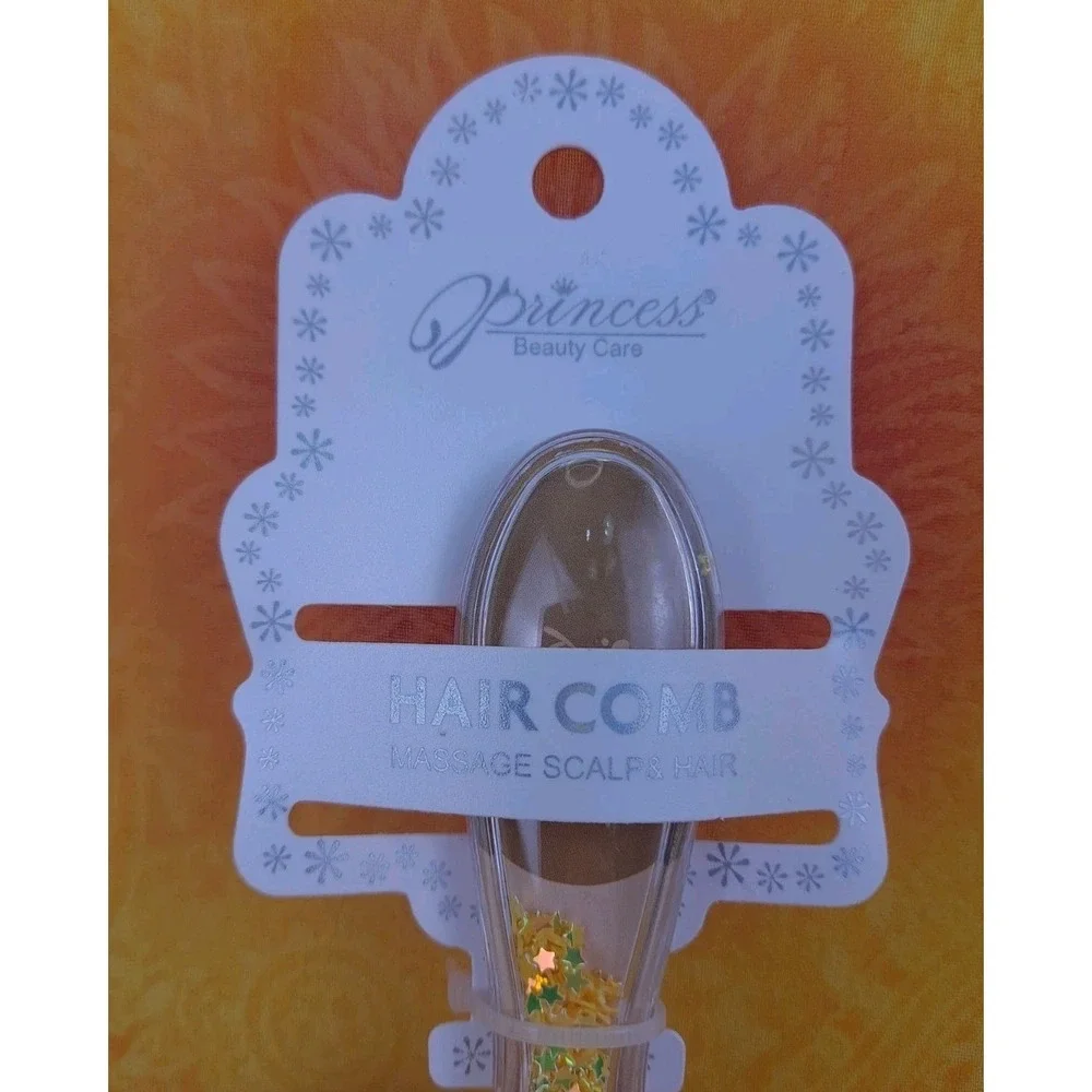 Glitter Dog Shaped Hair Brush Brown Dog With Yellow Glitter Massage Scalp