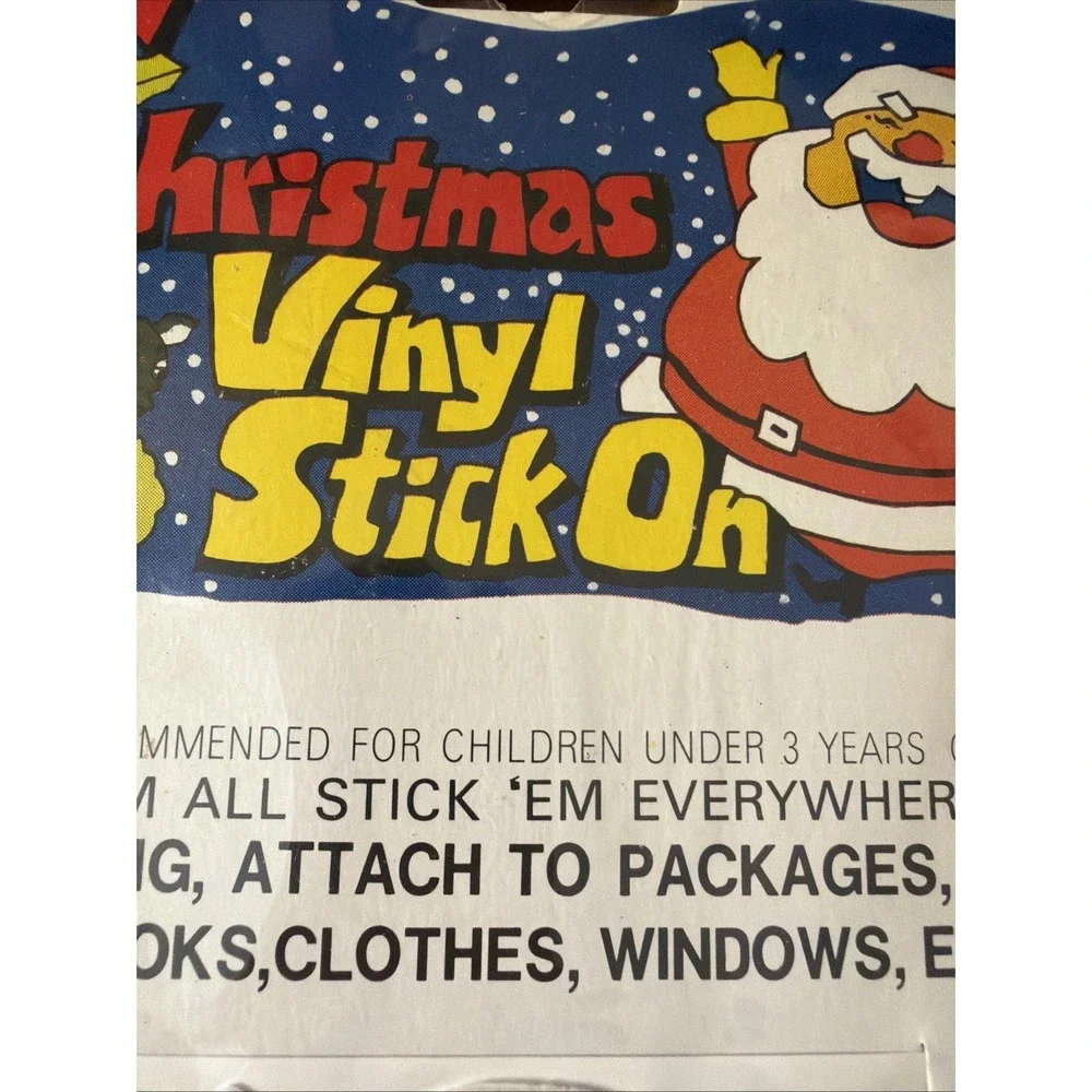 Vintage Christmas Puffy Stickers Vinyl Stick On Santa Wreath Frosty 3D Sheet