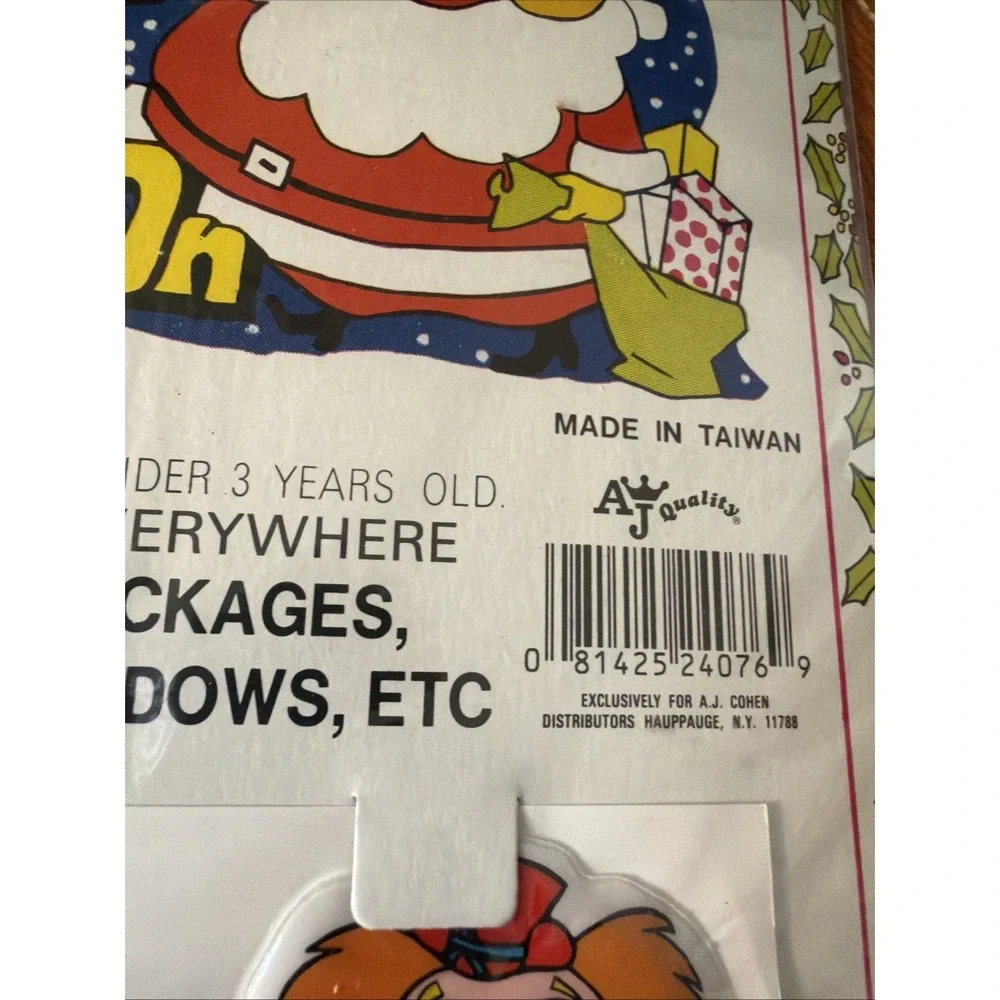 Vintage Christmas Puffy Stickers Vinyl Stick On Santa Wreath Frosty 3D Sheet