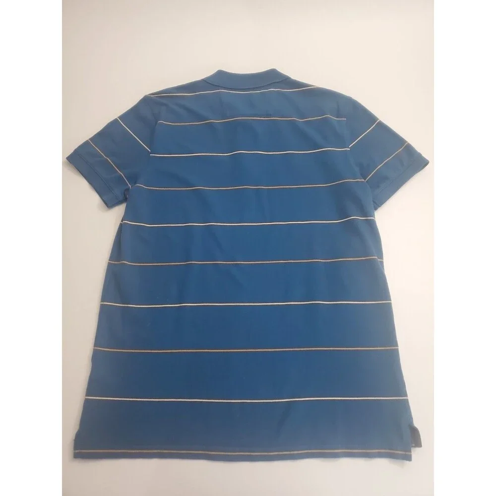 Banana Republic Men's Short Sleeve Fitted Polo Striped Shirt, Medium