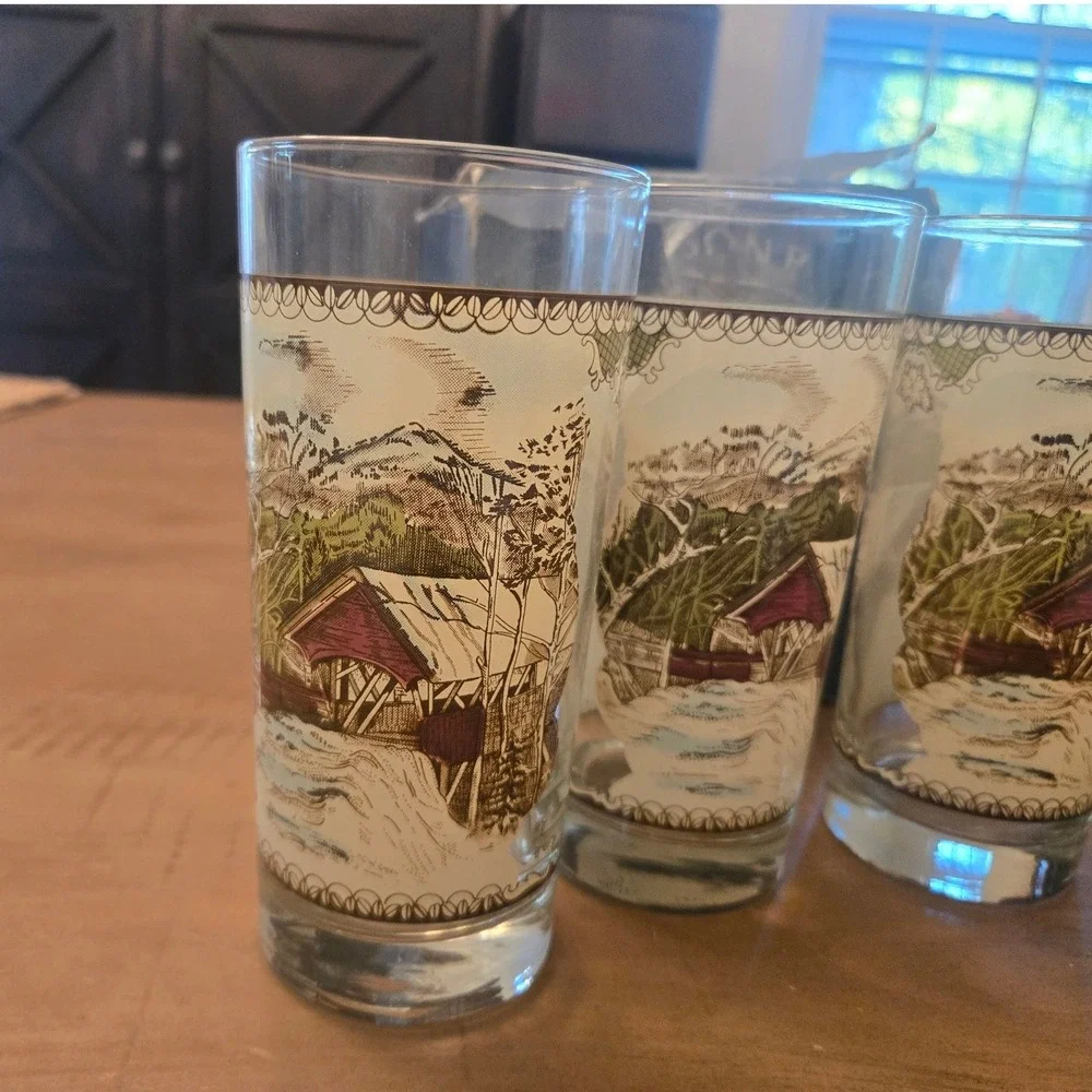 Johnson Brothers Friendly Village Cooler (4) Glasses Set Clear Farmhouse Cottage
