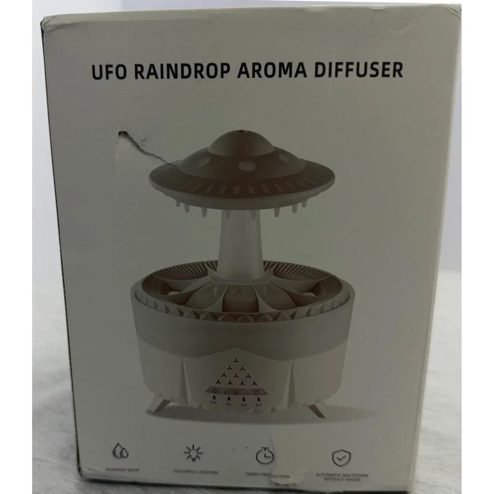 UFO Raindrop Aroma Diffuser V56 White Spaceship Humidifier with Color LED Light