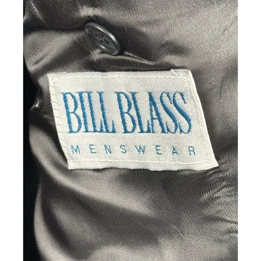 VINTAGE Bill Blass Mens 42L Blazer Jacket 100% Wool Glen Plaid Gray Made in USA