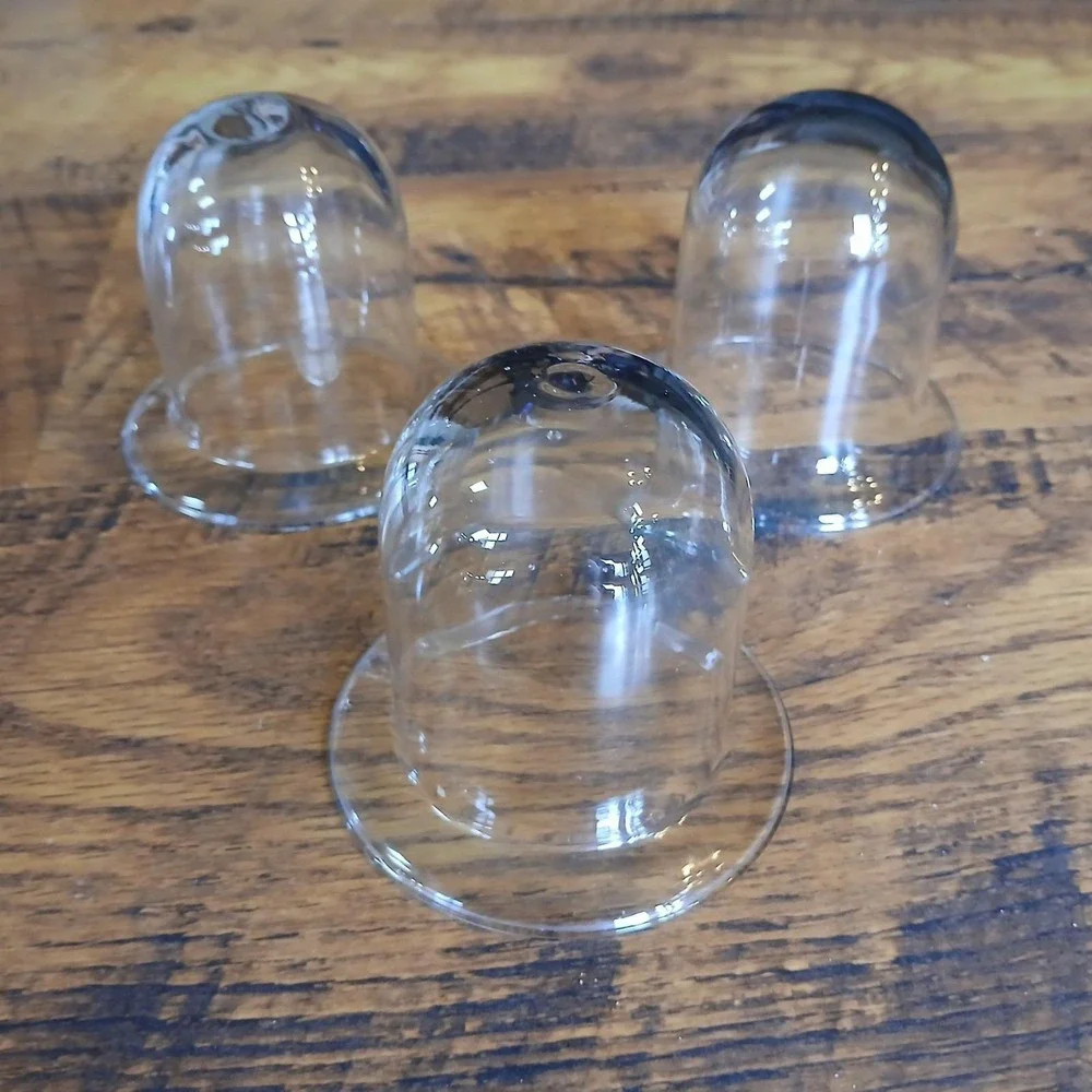 Set Of 3 Bell Shaped Cloche Clear Glass 4