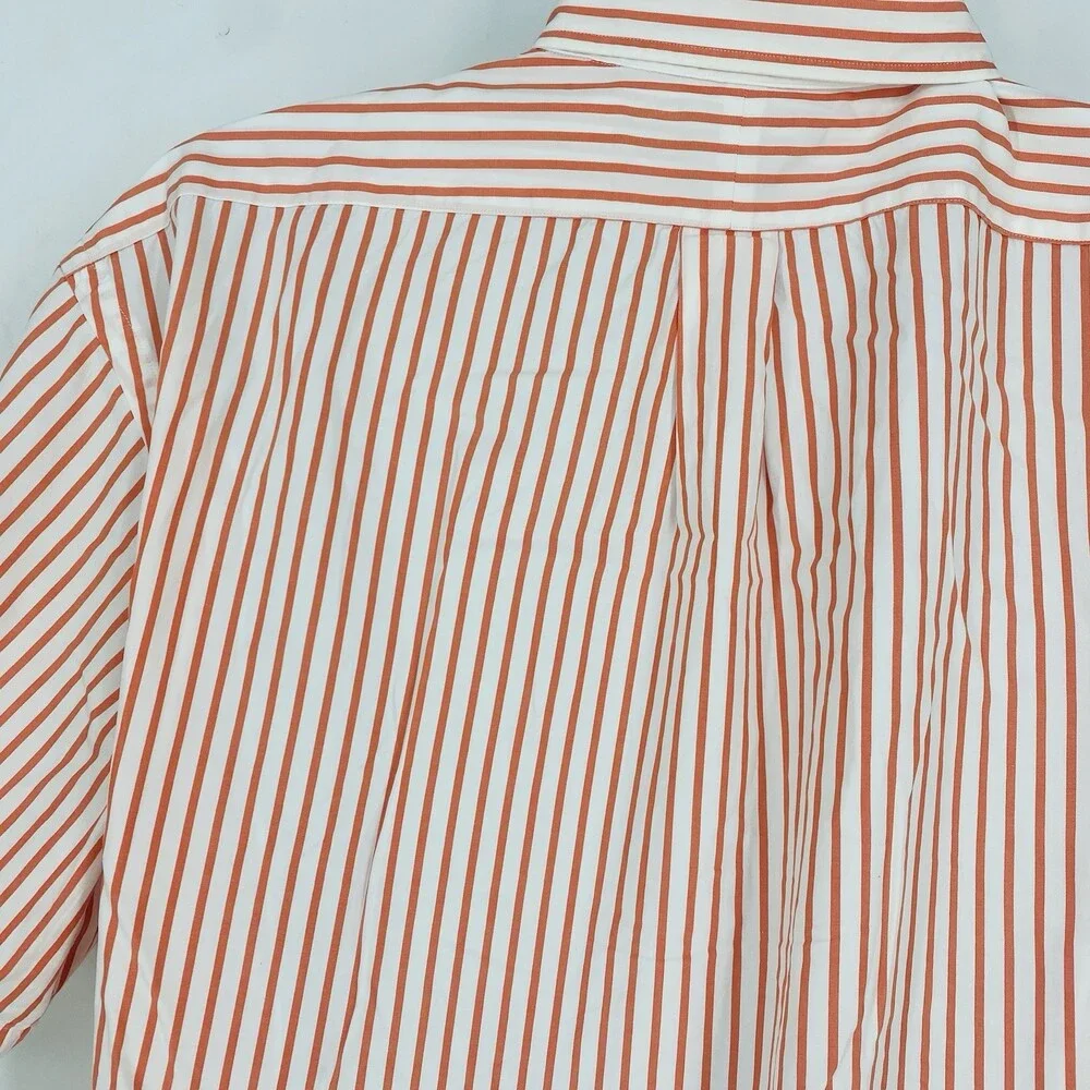 Vintage Polo Ralph Lauren Short Sleeve Red Pinstripe Button Up XL Crown Crest