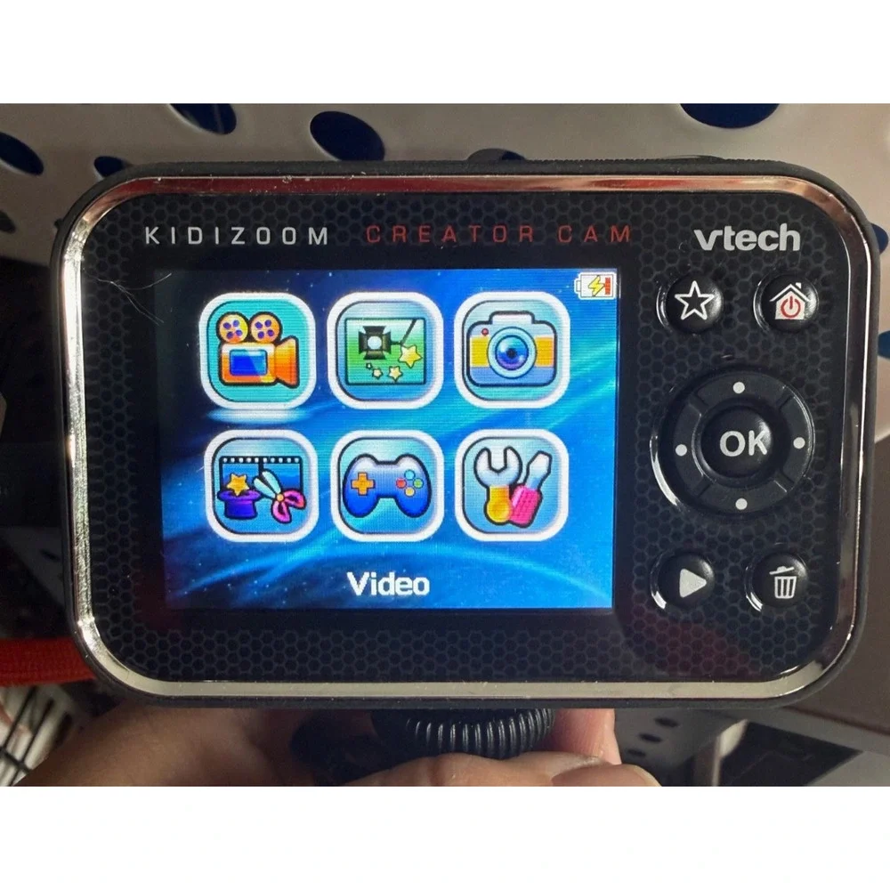 VTech KidiZoom Creator Cam HD Video Camera for Kids Red with Stand Working