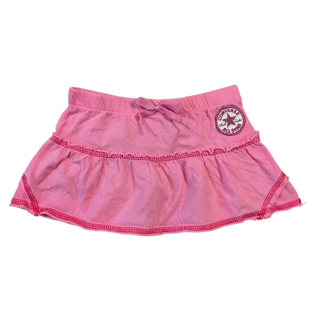 Converse All Star Baby Girls Pink Tiered Ruffle Skirt Size 6/9 Months Cotton
