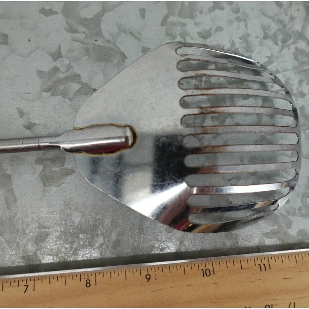 Vintage Ekco Kitchamajig‎ Slotted Spatula Strainer Black Handle Chromium Plated