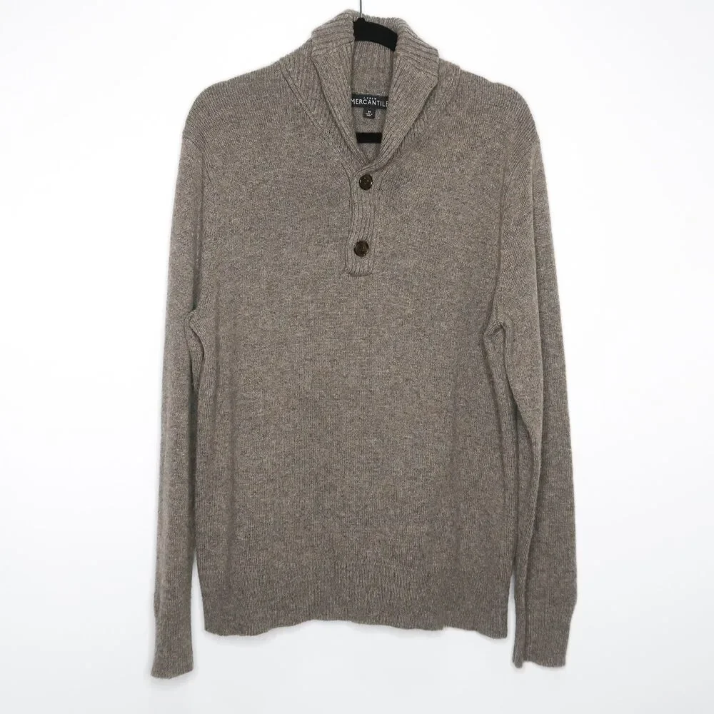 J.Crew Mercantile Mens Sweater Medium‎ Brown Lambs Wool Academia Preppy