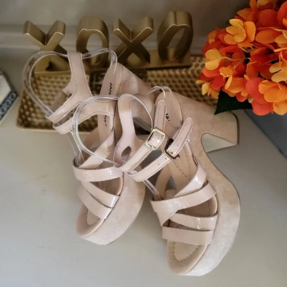 Janet‎ & Janet Nude Platform Chunky Heels Strappy Design EU 36