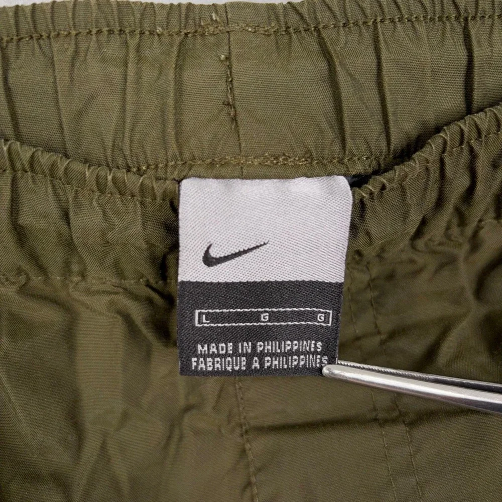 Nike Cargo Pants Mens Large Green Nylon Track Windbreaker Gorpcore Streetwear
