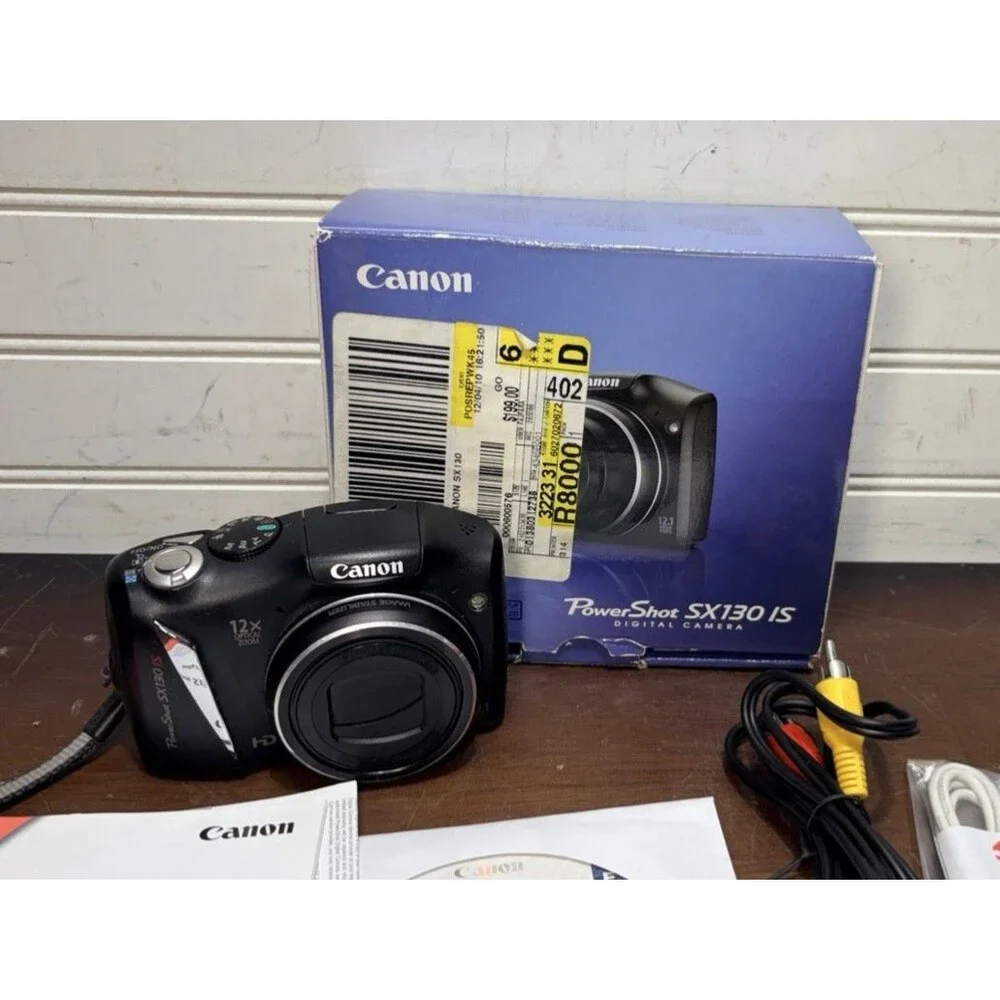 Canon PowerShot SX130 IS 12.1MP Digital Camera in Box SD Card **tested**