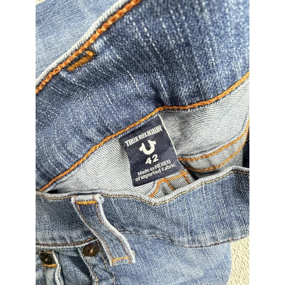 True Religion Jeans Mens Measured 45x34 Blue Straight Slim Denim