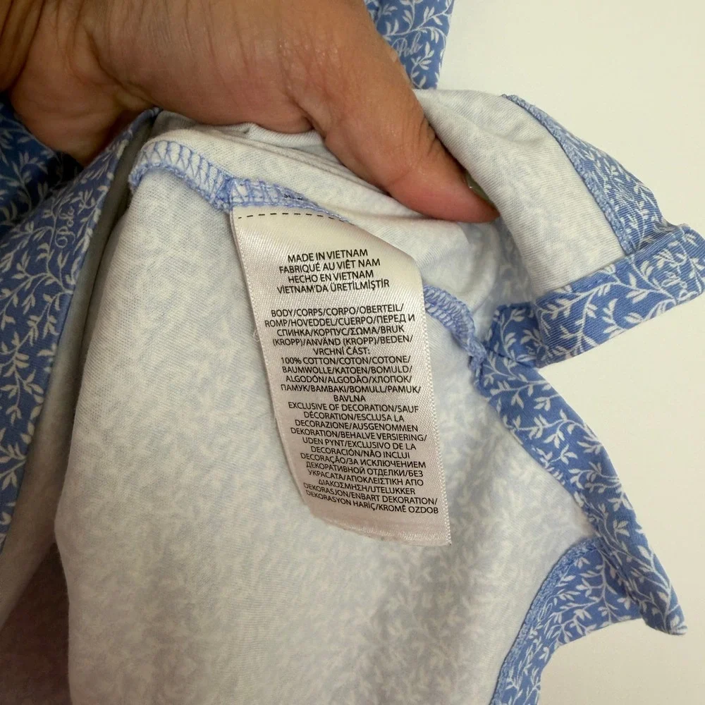 Polo Ralph Lauren Mens Large Blue White Leaf Print Classic Fit Golf Polo Shirt