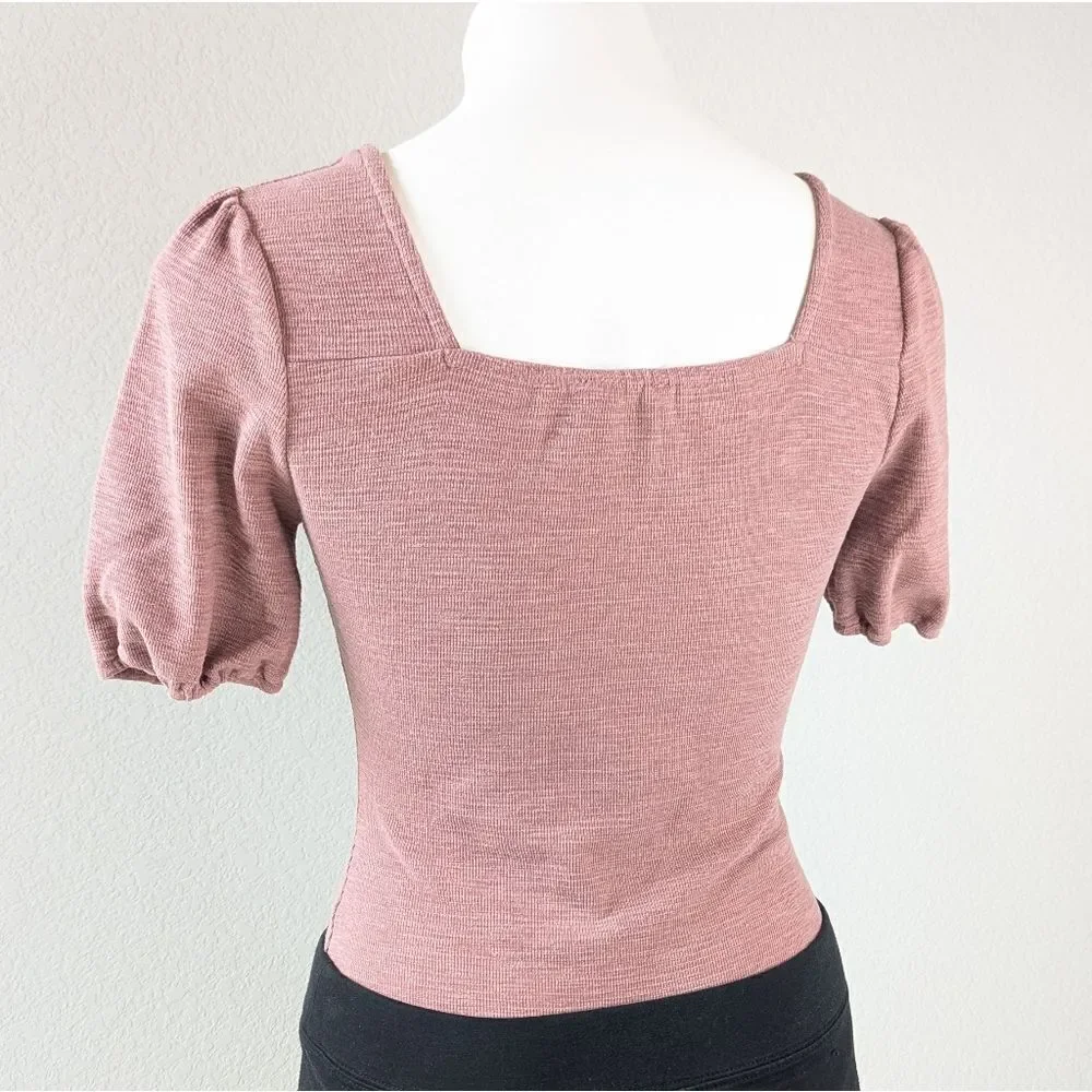 Altar'd State Pink Puff Sleeve Bodysuit