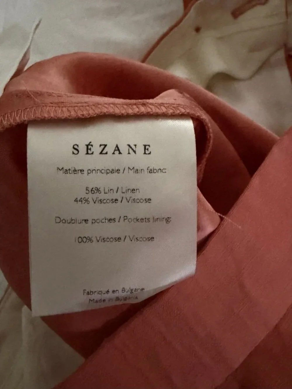 Sezane Women’s Cropped Coral Orange Wide Leg Linen Blend Pants Size 34/ US 2