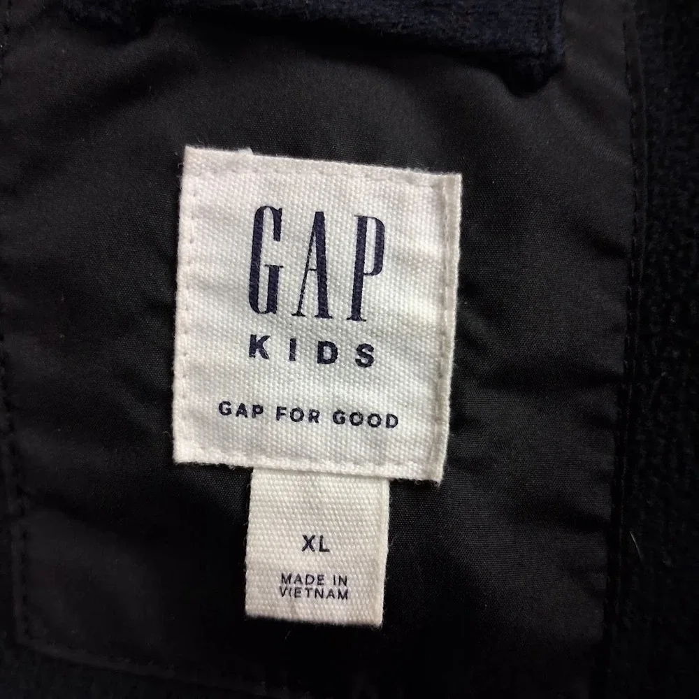Gap Kids XL Black Puffer Jacket Removable Hood Fleece Lining Unisex Warm