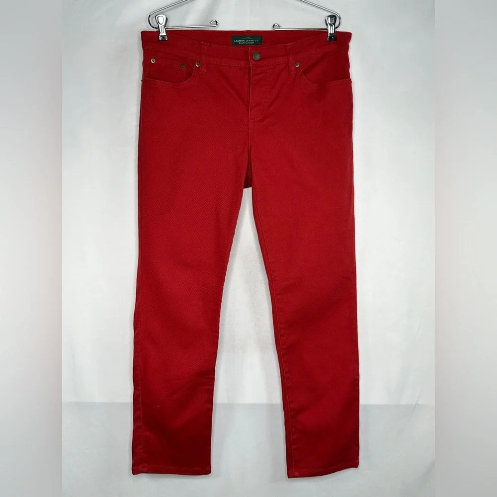 LRL Lauren Jeans Co Red Jeans Modern Straight Ankle Sz 10‎