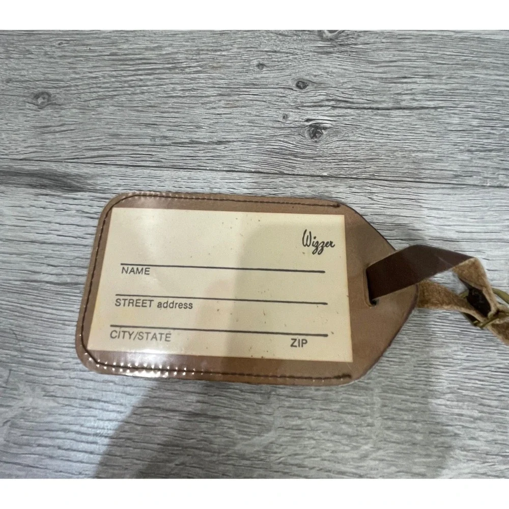 Vintage Cessna‎ Aircraft Leather Luggage Tag Brown Gold Aviation Pilot Accessory