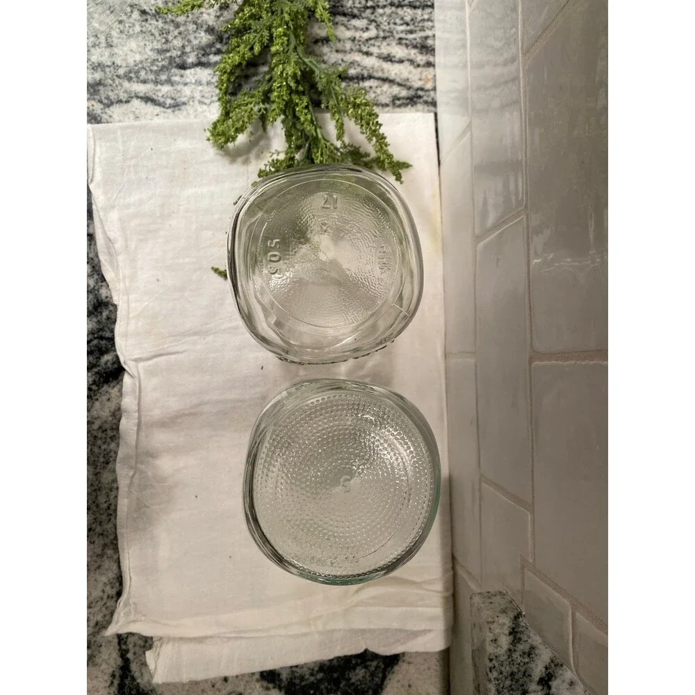 Kerr Glass Mason Jars‎ (2) Clear “Self Sealing” Vintage Look Decor or Storage