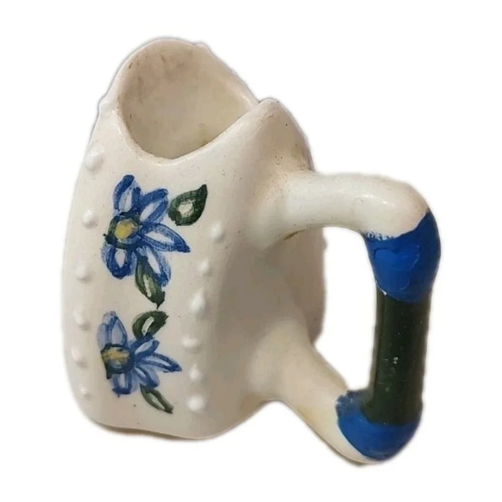 Vintage Miniature Iron Ceramic Porcelain Toothpick‎ Holder Floral Iris 2
