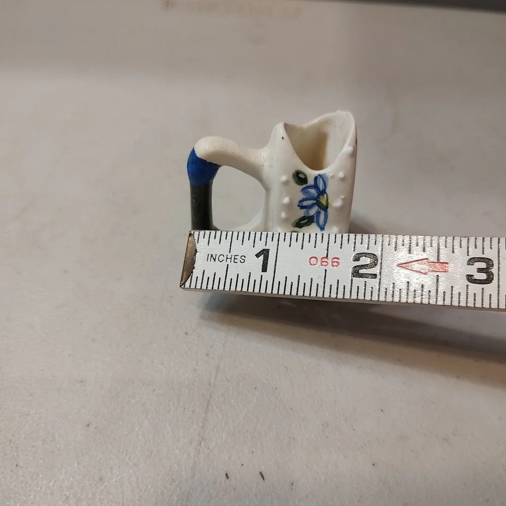 Vintage Miniature Iron Ceramic Porcelain Toothpick‎ Holder Floral Iris 2
