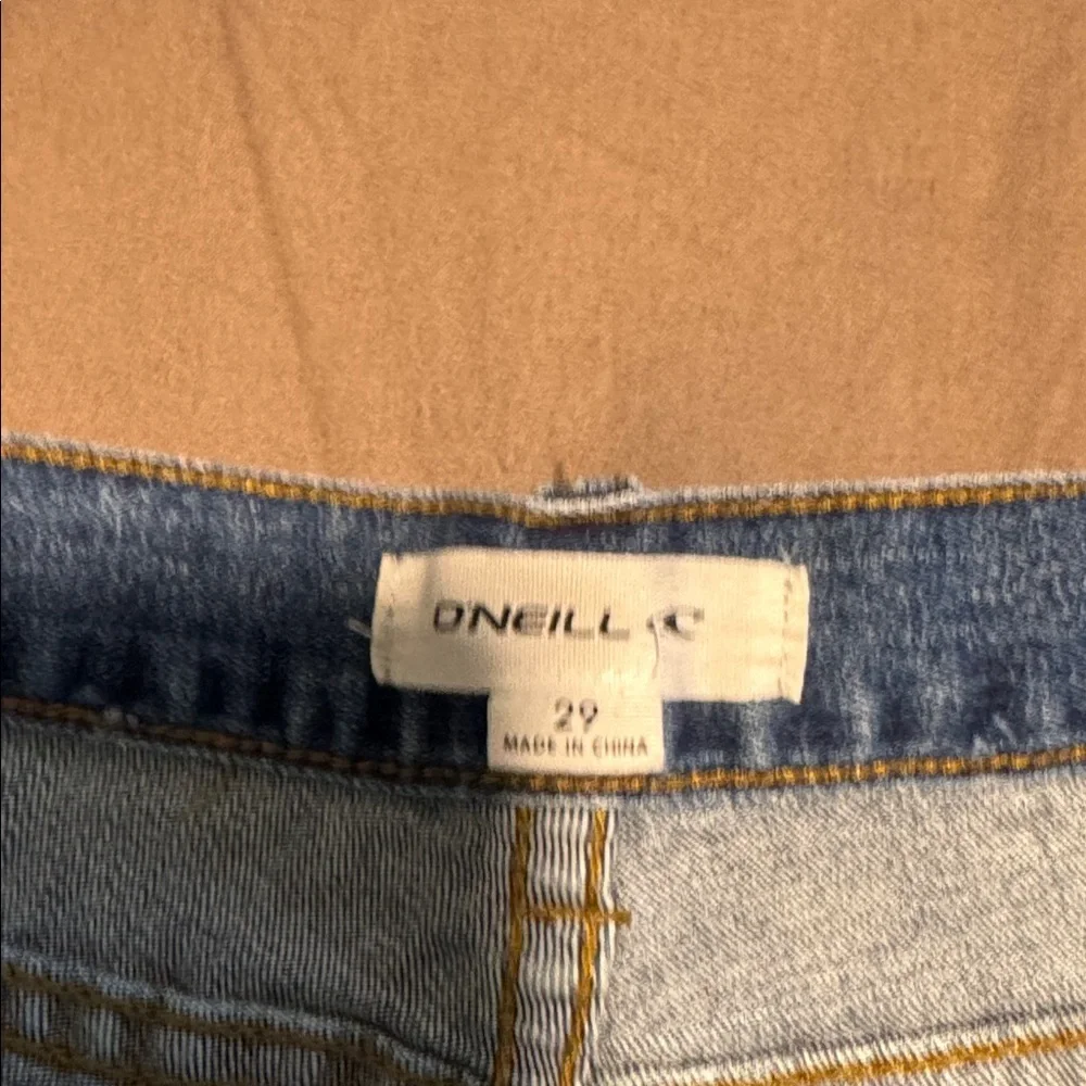 O'Neill Distressed Blue Denim Frayed Hem Shorts