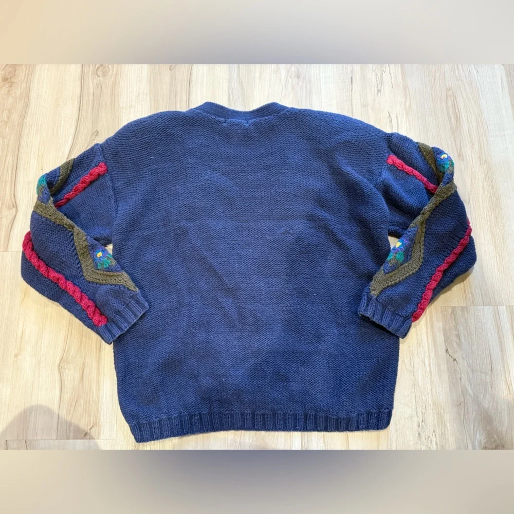 Vintage 1980s JL Plum Women's Vibrant Knit Cardigan large