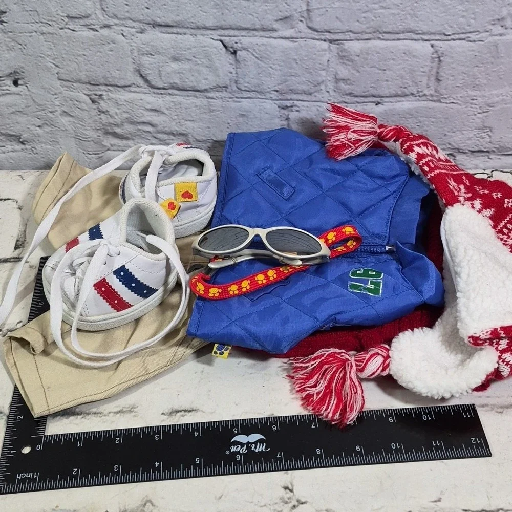 Build A Bear Clothing Lot Boys Winter Ski Lot Sunglasses Sweater‎ Vest Hat Shoes