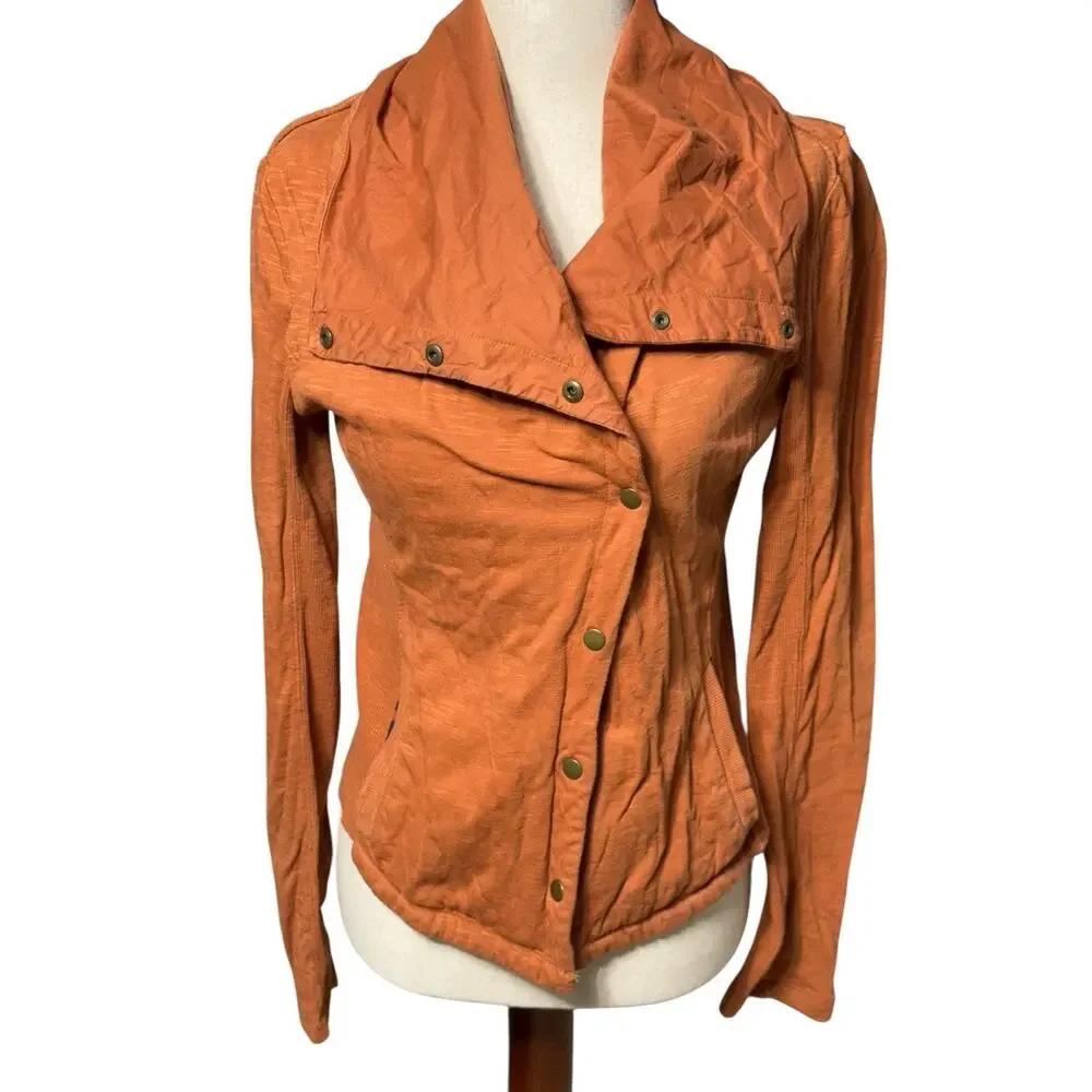 Anthropologie Saturday Sunday TAVI Rusty Orange Asymmetric Cotton Moto Jacket XS
