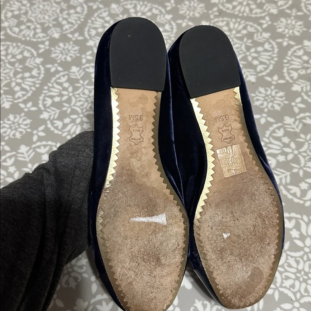 Tory Burch Navy Blue Velvet Women's Flats