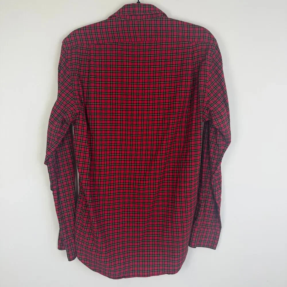 Polo Ralph Lauren Mens Slim Button-Up Long Sleeve Red/Black Plaid Shirt Medium