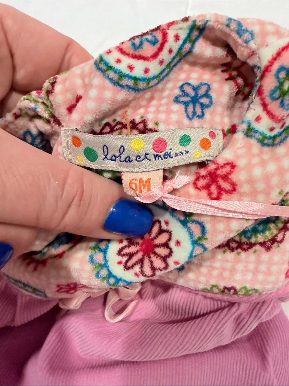 Lola et Moi Pink Corduroy & Floral Dress 6M NWT Baby Girl