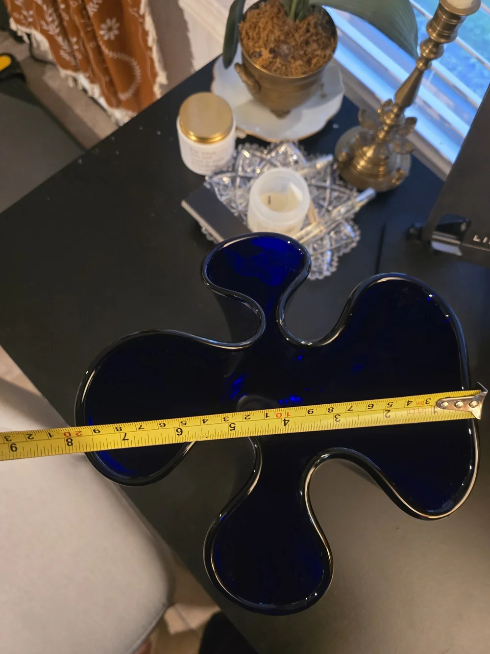 Cobalt Blue Hand-Blown Glass Vase - Decorative Home Accent
