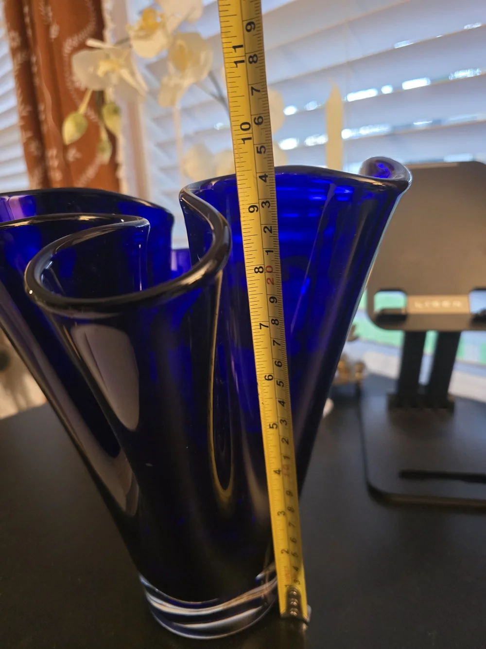 Cobalt Blue Hand-Blown Glass Vase - Decorative Home Accent
