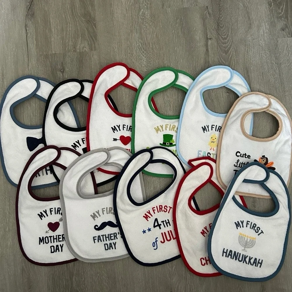 Lot Of 11 My First Holidays Baby Bibs