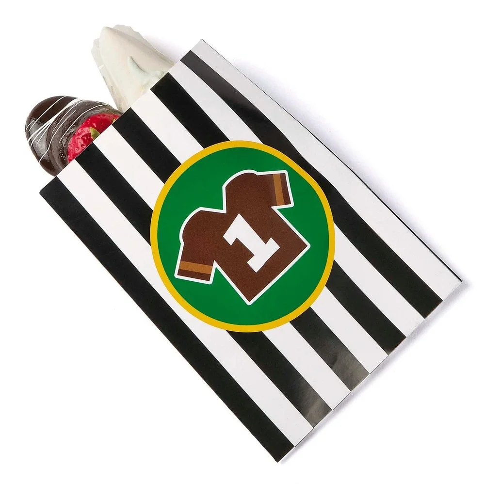 24 Football Referee Striped Party Favor Bags Game Day Snack Treat Bags