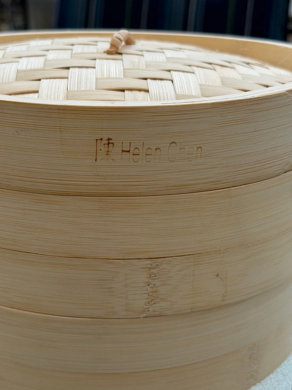 Helen Chen 2-Tier Asian Kitchen 10-Inch Natural Bamboo Steamer ~ 3-Piece Set