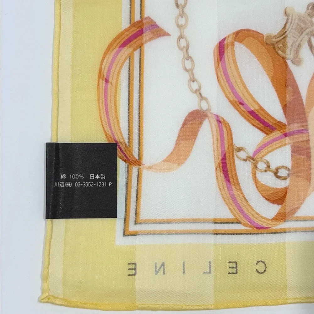 Celine Yellow, Gold & Pink Silk Scarf