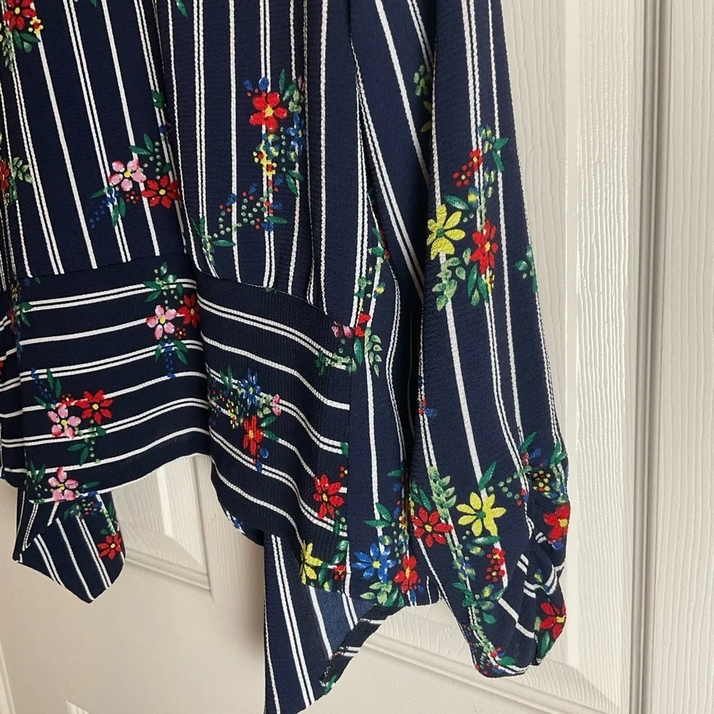 Jon & Anna Floral & Striped Open Front Cardigan size medium