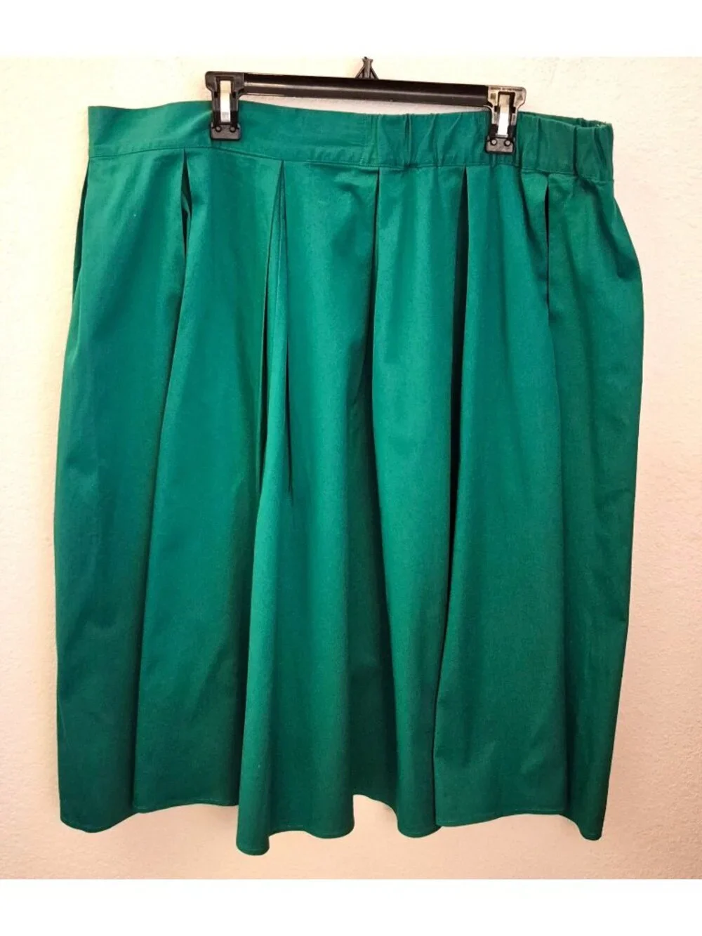 Eloquii Kelly Green 100% Cotton A-Line Midi Skirt Size 22 EUC