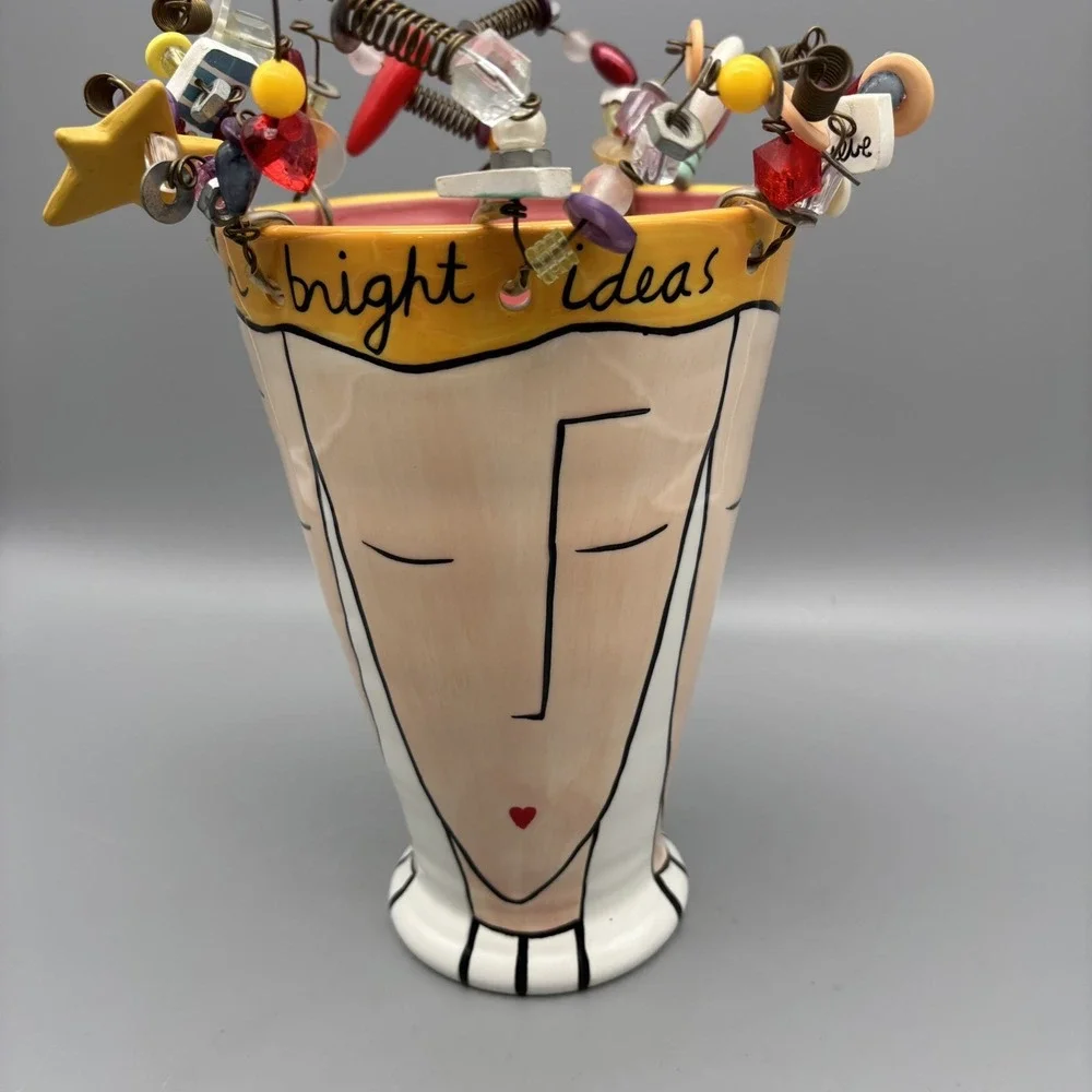Sandra Magsamen For Silvestri Head Vase Bright Ideas Charms‎ Buttons Beads Multi