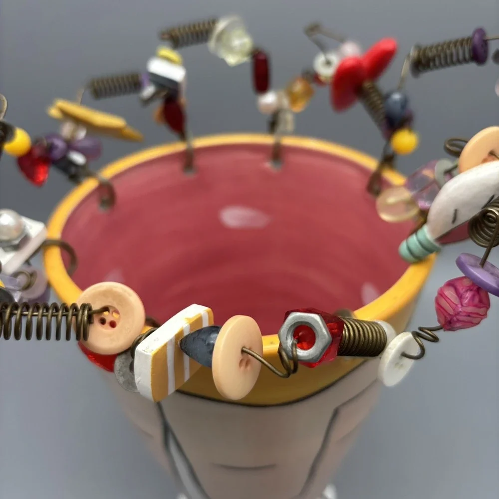 Sandra Magsamen For Silvestri Head Vase Bright Ideas Charms‎ Buttons Beads Multi