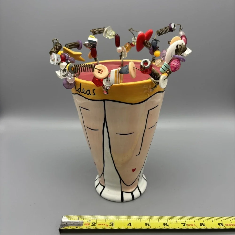 Sandra Magsamen For Silvestri Head Vase Bright Ideas Charms‎ Buttons Beads Multi