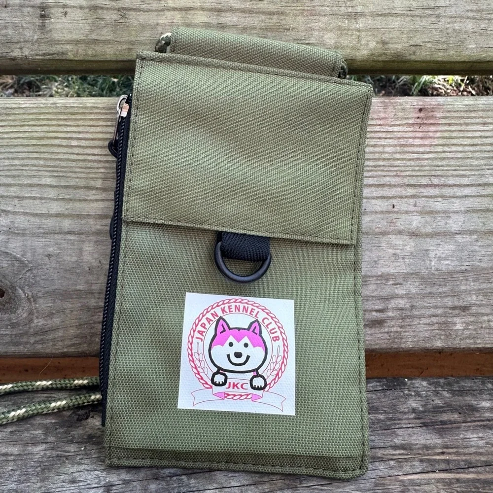 Japan Kennel Club Shiba‎ Inu Olive Green Crossbody Bag Wallet Phone Holder Pouch