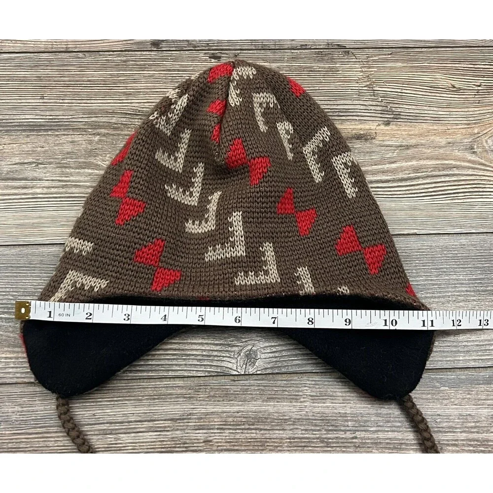 Smiley Trapper Beanie Brown 100% Pure Wool OSFM‎ Made In USA