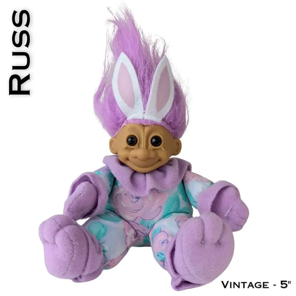 VTG Russ Luv Pet Easter Bunny Troll Doll w/ Tags 5